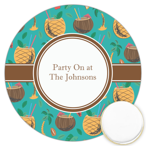 Custom Coconut Drinks Printed Cookie Topper - 3.25" (Personalized)