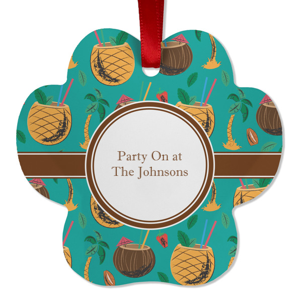 Custom Coconut Drinks Metal Paw Ornament - Double Sided w/ Name or Text