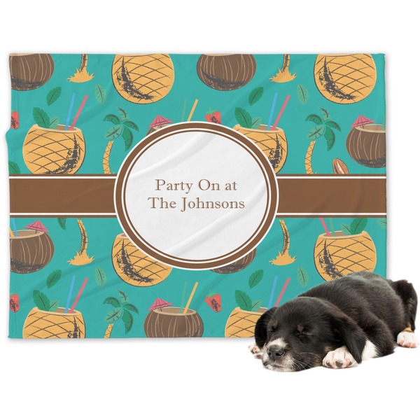 Custom Coconut Drinks Dog Blanket - Large (Personalized)