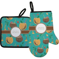 Coconut Drinks Right Oven Mitt & Pot Holder Set w/ Name or Text
