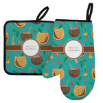 Coconut Drinks Left Oven Mitt & Pot Holder Set w/ Name or Text