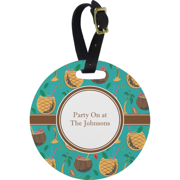 Custom Coconut Drinks Plastic Luggage Tag - Round (Personalized)