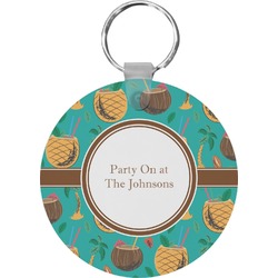 Coconut Drinks Round Plastic Keychain (Personalized)