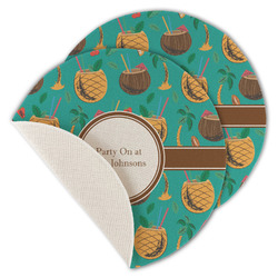 Coconut Drinks Round Linen Placemat - Single Sided - Set of 4 (Personalized)