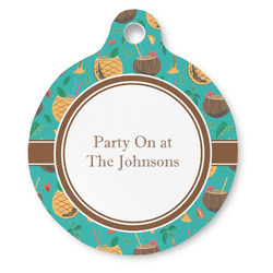 Coconut Drinks Round Pet ID Tag - Large (Personalized)