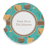 Coconut Drinks Sandstone Car Coaster - Single (Personalized)