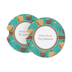 Coconut Drinks Sandstone Car Coasters - Set of 2 (Personalized)