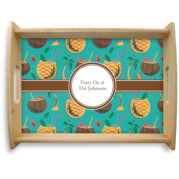 Custom Coconut Drinks Natural Wooden Tray - Large (Personalized)