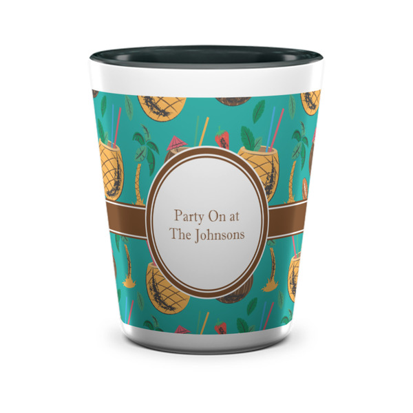 Custom Coconut Drinks Ceramic Shot Glass - 1.5 oz - Two Tone - Single (Personalized)