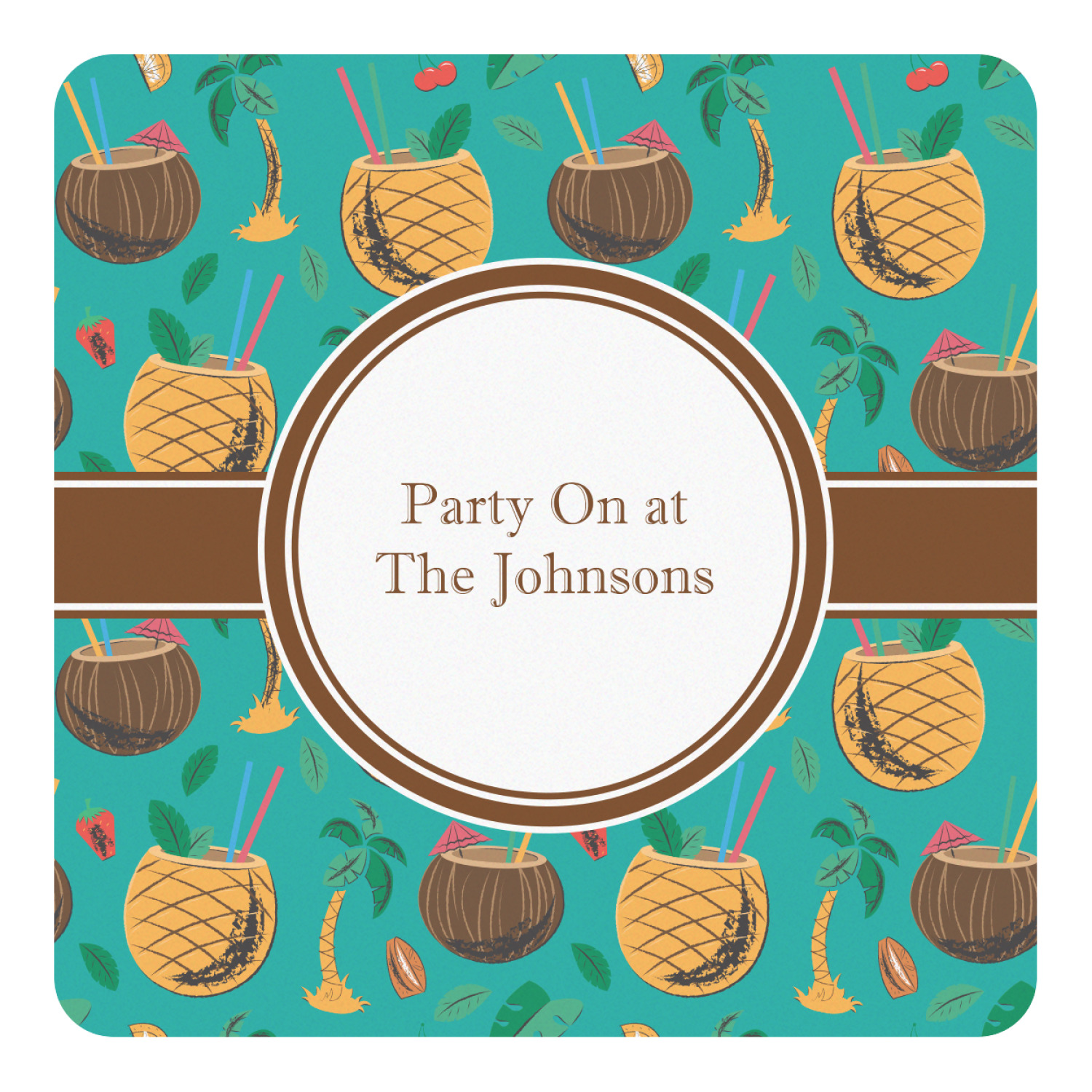 Coconut Drinks Square Decal - XLarge (Personalized) - YouCustomizeIt