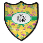 Pink Flamingo Iron On Shield Patch B w/ Monogram