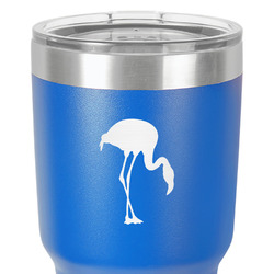 Pink Flamingo 30 oz Stainless Steel Tumbler - Royal Blue - Double-Sided (Personalized)