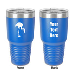 Pink Flamingo 30 oz Stainless Steel Tumbler - Royal Blue - Double-Sided (Personalized)