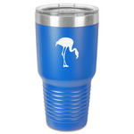 Pink Flamingo 30 oz Stainless Steel Tumbler - Royal Blue - Single-Sided