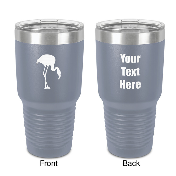 Custom Pink Flamingo 30 oz Stainless Steel Tumbler - Grey - Double-Sided (Personalized)