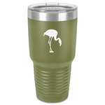 Pink Flamingo 30 oz Stainless Steel Tumbler - Olive - Single-Sided