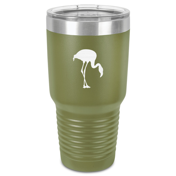 Custom Pink Flamingo 30 oz Stainless Steel Tumbler - Olive - Single-Sided