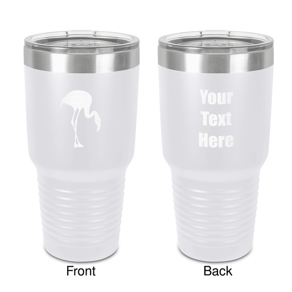 Custom Pink Flamingo 30 oz Stainless Steel Tumbler - White - Double-Sided (Personalized)