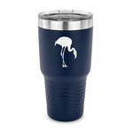 Pink Flamingo 30 oz Stainless Steel Tumbler - Navy - Single Sided