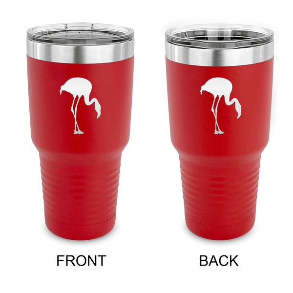 Custom Pink Flamingo 30 oz Stainless Steel Tumbler - Red - Double Sided (Personalized)