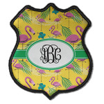 Pink Flamingo Iron On Shield Patch C w/ Monogram