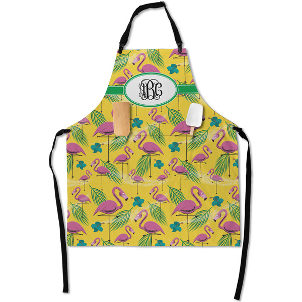 Custom Pink Flamingo Apron With Pockets w/ Monogram