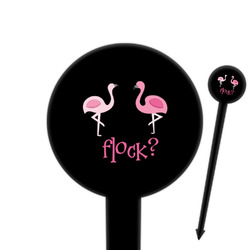 Pink Flamingo 6" Round Plastic Food Picks - Black - Double Sided
