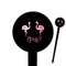 Pink Flamingo Black Plastic 6" Food Pick - Round - Closeup
