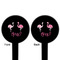 Pink Flamingo Black Plastic 6" Food Pick - Round - Double Sided - Front & Back