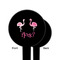 Pink Flamingo Black Plastic 6" Food Pick - Round - Single Sided - Front & Back