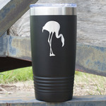 Pink Flamingo 20 oz Stainless Steel Tumbler - Black - Double Sided (Personalized)