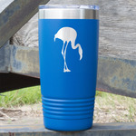 Pink Flamingo 20 oz Stainless Steel Tumbler - Royal Blue - Double Sided (Personalized)