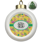 Pink Flamingo Ceramic Ball Ornament - Christmas Tree (Personalized)