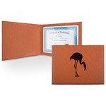 Pink Flamingo Leatherette Certificate Holder - Front