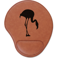 Pink Flamingo Leatherette Mouse Pad with Wrist Support