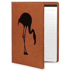 Pink Flamingo Leatherette Portfolio with Notepad - Large - Single Sided