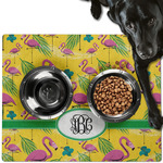 Pink Flamingo Dog Food Mat - Large w/ Monogram