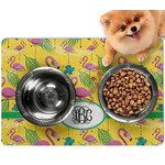 Pink Flamingo Dog Food Mat - Small w/ Monogram