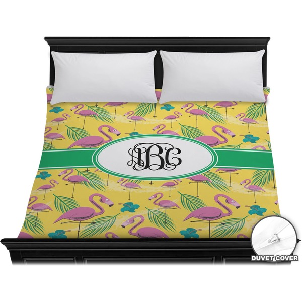 Custom Pink Flamingo Duvet Cover - King (Personalized)