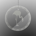 Pink Flamingo Engraved Glass Ornament - Round