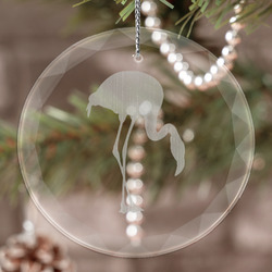 Pink Flamingo Engraved Glass Ornament