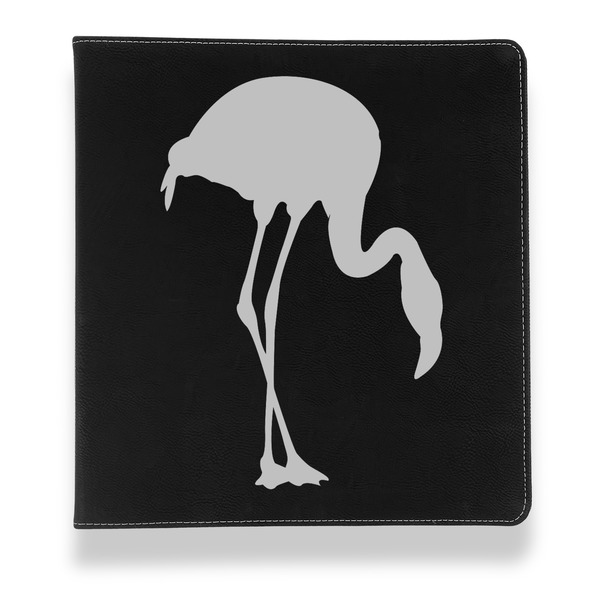 Custom Pink Flamingo Leather Binder - 1" - Black (Personalized)