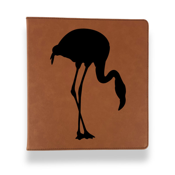 Custom Pink Flamingo Leather Binder - 1" - Rawhide (Personalized)