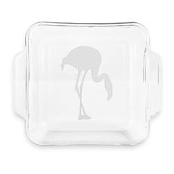 Pink Flamingo Glass Cake Dish - 8in x 8in