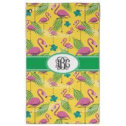 Pink Flamingo Golf Towel - Poly-Cotton Blend - Large w/ Monograms