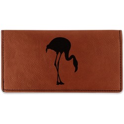 Pink Flamingo Leatherette Checkbook Holder