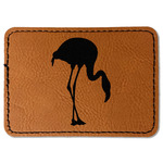 Pink Flamingo Faux Leather Iron On Patch - Rectangle