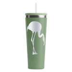 Pink Flamingo RTIC Everyday Tumbler with Straw - 28oz - Light Green - Double-Sided (Personalized)