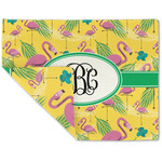 Pink Flamingo Double-Sided Linen Placemat - Single w/ Monogram