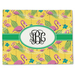 Pink Flamingo Single-Sided Linen Placemat - Single w/ Monogram